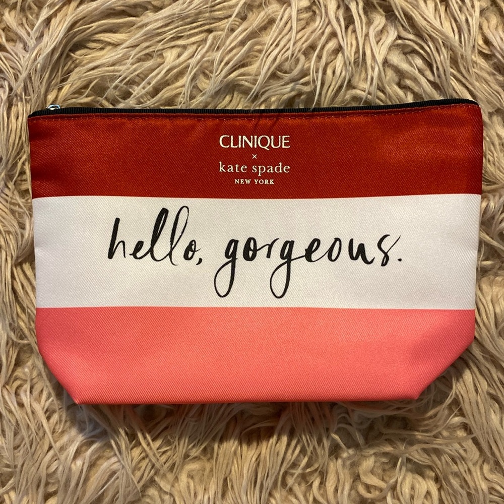 NWOT Clinique x Kate Spade Cosmetic Bag "hello, gorgeous"